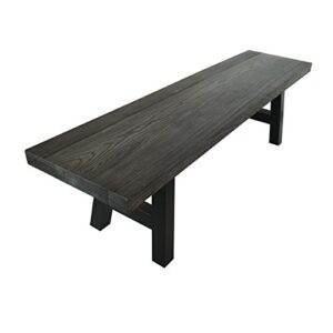 christopher knight home ozias indoor lightweight concrete dining bench, natural grey / black