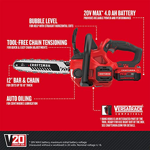 CRAFTSMAN V20* Cordless Chainsaw, 12-Inch (CMCCS620M1)