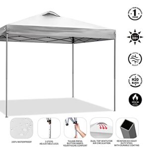 VOYSIGN 10x10 Pop Up Canopy Tent, Outdoor Instant Sun Shelter, White Color, Included 1 x Rolling Storage Wheeled Bag, 4 x Weight Bags, 4 x Guylines, 8 x Stakes…