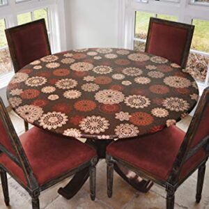 LAMINET Elastic Fitted Table Cover - Medallion - Large Round - Fits Tables up to 45-56” Diameter