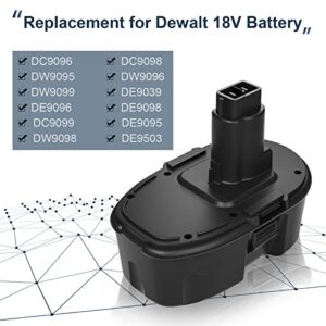 2Packs 3600mAh Ni-Mh 18 Volt DC9098 DC9099 Replacement Battery Compatible with Dewalt 18V Battery DC9096 DW9096 DW9098 DW9099 DW9096 DC759 DC970 DW9095 DE9039 DE9095 DE9096 DE9098 DC9181 DE9038