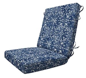 honeycomb indoor/outdoor boheme indigo highback dining chair cushion: recycled fiberfill, weather resistant, reversible, comfortable and stylish patio cushion: 21″ w x 42″ l x 4″ t, 1 count (pack of 1)