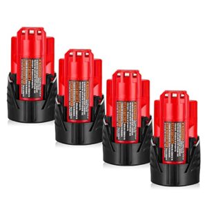 powerextra 4pack m 12 3.0ah replacement battery for 12v m12 lithium ion battery xc 48-11-2420 48-11-2440 48-11-2402 48-11-2411 48-11-2412 cordlees power tools