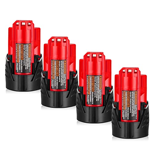 Powerextra 4Pack M 12 3.0Ah Replacement Battery for 12V M12 Lithium Ion Battery XC 48-11-2420 48-11-2440 48-11-2402 48-11-2411 48-11-2412 Cordlees Power Tools