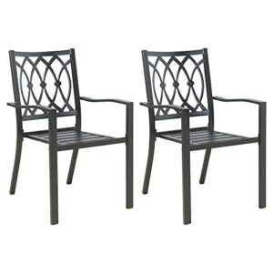 peak home furnishings 2 piece black wrought iron dining seating chair supports 300 lbs