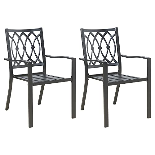 PEAK HOME FURNISHINGS 2 Piece Black Wrought Iron Dining Seating Chair Supports 300 lbs