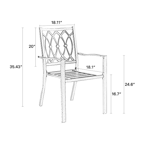 PEAK HOME FURNISHINGS 2 Piece Black Wrought Iron Dining Seating Chair Supports 300 lbs