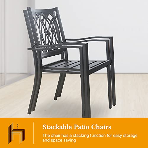 PEAK HOME FURNISHINGS 2 Piece Black Wrought Iron Dining Seating Chair Supports 300 lbs