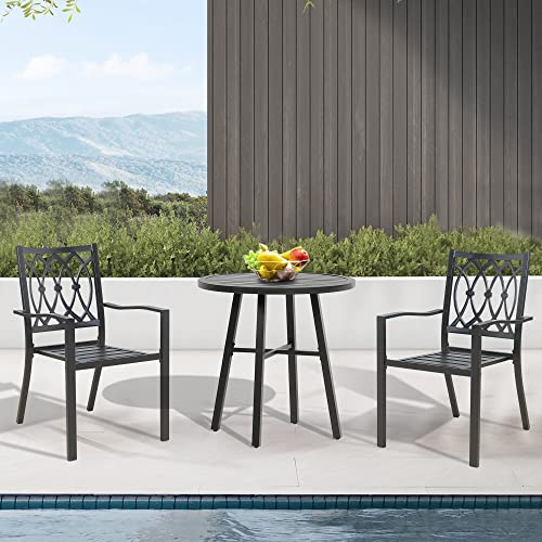 PEAK HOME FURNISHINGS 2 Piece Black Wrought Iron Dining Seating Chair Supports 300 lbs