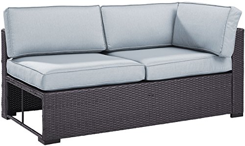 Crosley Furniture KO70129BR-MI Biscayne Outdoor Wicker Single-Arm Loveseat with Mist Cushions - Brown