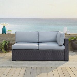 Crosley Furniture KO70129BR-MI Biscayne Outdoor Wicker Single-Arm Loveseat with Mist Cushions - Brown