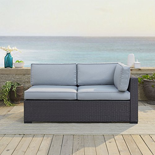 Crosley Furniture KO70129BR-MI Biscayne Outdoor Wicker Single-Arm Loveseat with Mist Cushions - Brown