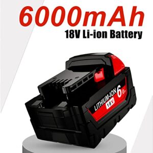 6.0Ah 18V Battery and Charger Replacement for Milwaukee M18 Battery Charger Kit, Compatible with M12 M18 Milwaukee Batteries Charger 48-59-1812, Milwaukee 18V Battery 48-11-1852 48-11-1815 48-11-1820