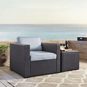 Crosley Furniture KO70130BR-MI Biscayne Outdoor Wicker Arm Chair, Brown with Mist Cushions