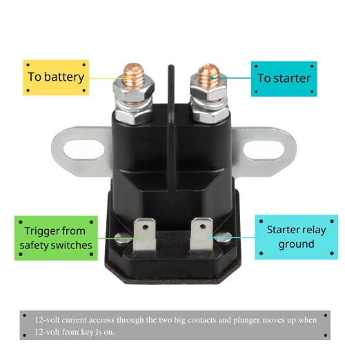 AM138068 Starter Solenoid Fit for John Deere Riding Mower, 725-04439 Solenoid for MTD Troy Bilt Cub Cad LT1042 RZT50 and John Deere LA145 L105 L130 Tractor, 12V Solenoid