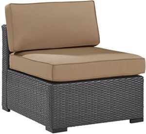 crosley furniture ko70125br-mo biscayne outdoor wicker armless chair with mocha cushions – brown