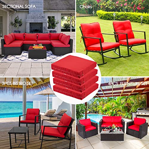 4Pack Outdoor Patio Cushion Replacement Covers Fit for Patio Furniture Set Sectional Sofa Couch Loveseat Chairs Seat and Back Pillow Cushion, Durable Water-Resistant Fadeless,20Lx18Wx4H Inch,Red