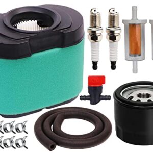 HOODELL 792105 Air Filter 696854 Oil Filter Kit Compatible with Briggs and Stratton 407777 445877 Engine John Deere D170 Z425 Lawn Mower, Replace MIU11515 Air Filter