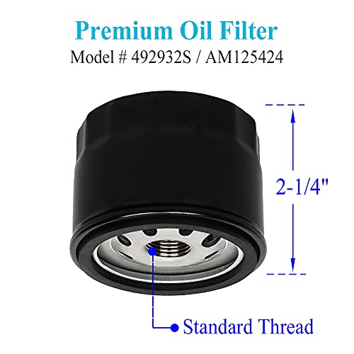 HOODELL 792105 Air Filter 696854 Oil Filter Kit Compatible with Briggs and Stratton 407777 445877 Engine John Deere D170 Z425 Lawn Mower, Replace MIU11515 Air Filter