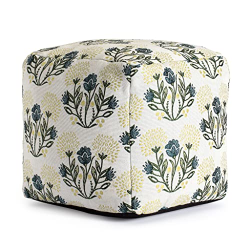 Anji Mountain Square Outdoor Pouf, Gordes Yellow, 18" x 18" x 18", Multicolor