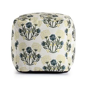 Anji Mountain Square Outdoor Pouf, Gordes Yellow, 18" x 18" x 18", Multicolor