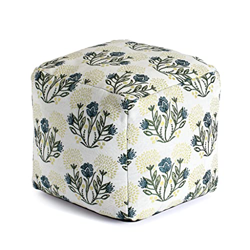 Anji Mountain Square Outdoor Pouf, Gordes Yellow, 18" x 18" x 18", Multicolor