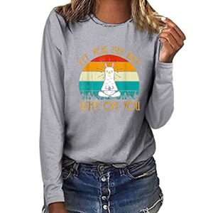 ylioge Women Crewneck Sweatshirt Long Sleeve Cute Graphic Printing Cool T-Shirt Blouse Loose Casual Soft Comfy Fall Sweater