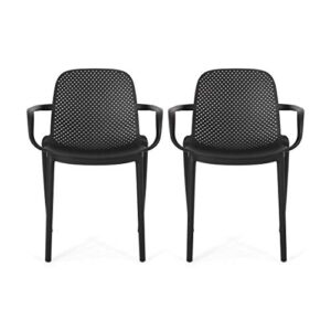 christopher knight home yanira outdoor dining chair (set of 2), black