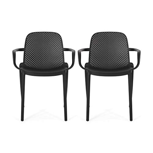 Christopher Knight Home Yanira Outdoor Dining Chair (Set of 2), Black