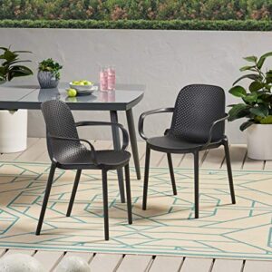 Christopher Knight Home Yanira Outdoor Dining Chair (Set of 2), Black