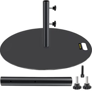 vevor, 27″ round heavy duty, 39lbs holder stand, cast iron 1.5-2″ pole market umbrella base with 14″ height pipe for yard/garden/deck, black