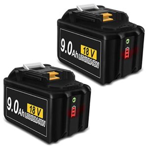 feotdn 2pack high capacity 9.0ah 18volt bl1860b lxt lithium replacement battery for makita 18v battery bl1830 bl1840 bl1850 bl1860