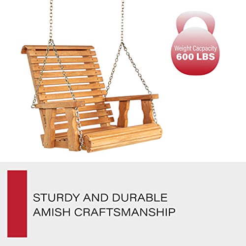 Amish Heavy Duty Roll Back Pressure Treated Swing Chair (Cedar Stain)