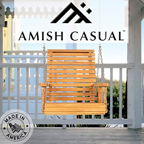 Amish Heavy Duty Roll Back Pressure Treated Swing Chair (Cedar Stain)