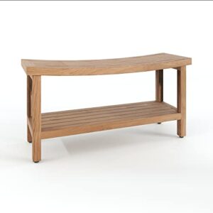 AquaTeak Patented 36" Sumba Teak Shower Bench with Shelf