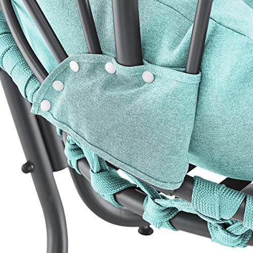 Barton Deluxe Hanging Chair Aqua w/Canopy Sun Shade Deep Cushion Lounge Seating Outdoor Indoor Patio Bedroom Hanging Swinging