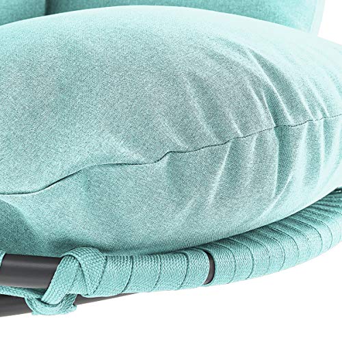 Barton Deluxe Hanging Chair Aqua w/Canopy Sun Shade Deep Cushion Lounge Seating Outdoor Indoor Patio Bedroom Hanging Swinging