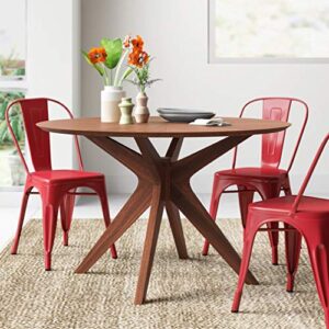 Metal Dining Chairs Set of 4 Stackable Metal Chairs Room Chair Vintage Patio Chair with Back 18 Inches Seat Height Kitchen Chair Tolix Restaurant Chairs (Red)