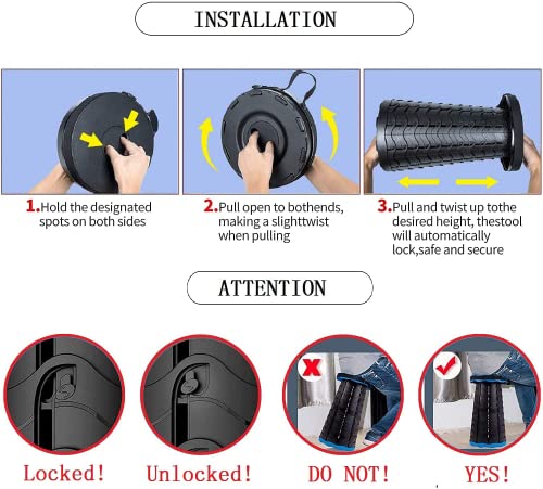 HEIDBER Portable Telescoping Stools Folding Stools Collapsible Stools Foldable Camping Stools Retractable Stools Chairs for Adults for Outdoor Indoor Portable Lightweight