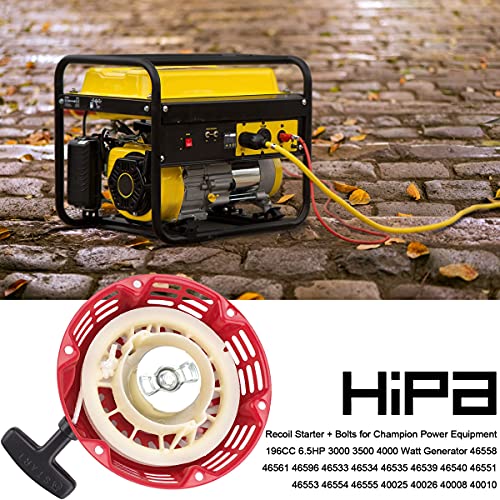 Hipa Recoil Starter for Champion Power Equipment 196CC 6.5HP 3000 3500 4000 Watt Generator 46558 46561 46596 46533 46534 46535 46539 46540 46551 46553 46554 46555 40025 40026 40008 40010