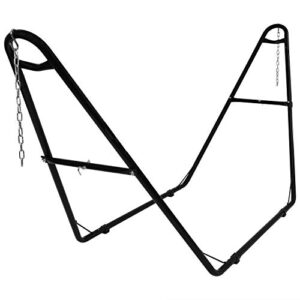 sunnydaze 550-pound capacity universal multi-use heavy-duty steel hammock stand – 2-person – fits hammocks 9 to 14 feet long – black