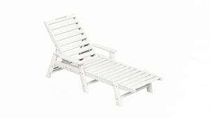laurel canyon outdoor chaise lounge hdpe recycled plastic lounge chair patio lounger recliner with 5-position adjustable backrest for patio, pool, and deck, white
