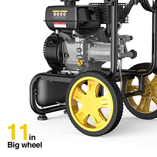 High Power Gas Pressure Washer, 3200PSI at 2.4GPM Power Washer, 25-feet Hose, Portable, Stable，Industrial Style.Black