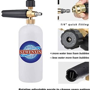 SZWENXIN Pressure Washer Gun for Hoses of Various Pressure Washer, with Foam Cannon ,7 Pressure Washer Nozzle Tips,equipped with M22-14mm and 3/8" Quick Connector