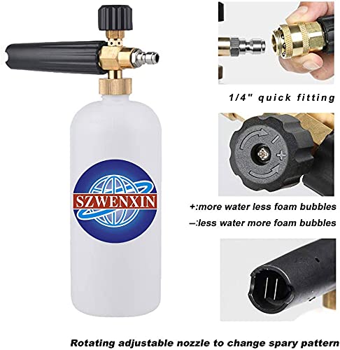 SZWENXIN Pressure Washer Gun for Hoses of Various Pressure Washer, with Foam Cannon ,7 Pressure Washer Nozzle Tips,equipped with M22-14mm and 3/8" Quick Connector