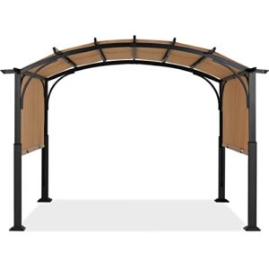 ABCCANOPY Outdoor Pergola 10'x12', Arched Patio Pergola with Retractable Sun Shade, Beige