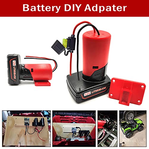 M12 Battery Adapter with Fuse,Battery Adapter for Milwaukee 12V,Power Wheel Adapter for Milwaukee M12 Dock Power Connector 12 Gauge Robotic,Not Included Battery (1 PCS)