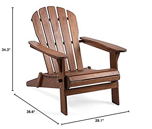 Plow & Hearth 62A80-NT Foldable Eucalyptus Adirondack Chair, Natural