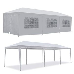 f2c 10 x30 outdoor gazebo white canopy with sidewalls party wedding tent cater events pavilion beach bbq event(10’x30′)