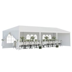 F2C 10 x30 Outdoor Gazebo White Canopy with sidewalls Party Wedding Tent Cater Events Pavilion Beach BBQ Event(10'X30')